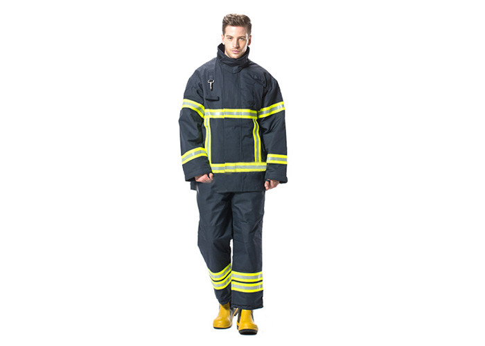 Navy Blue Firefighter Uniform Nomex IIIA Breathable Layer Fire Fighter Suit